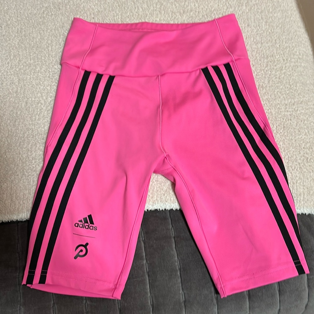 Adidas x Peloton pink bicycle shorts. Never worn! Tags still on. Great condition